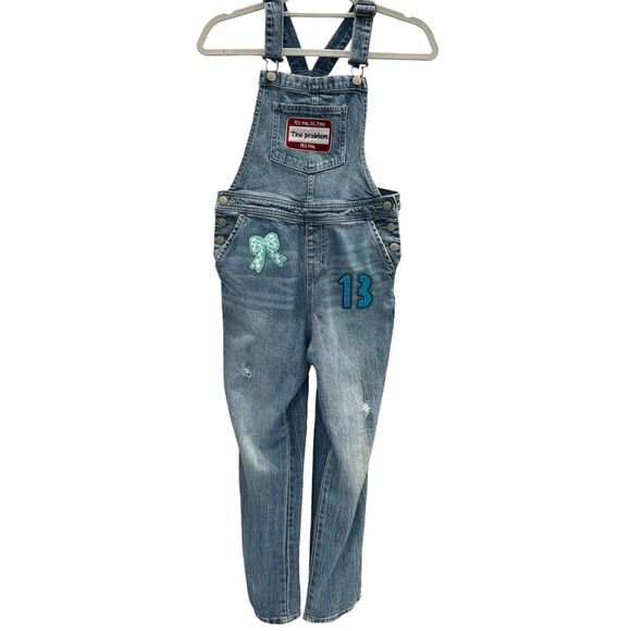 Taylor Swift Girls Overall Worn Denim Jeans Upcycled Cute Swiftie Fan Patches - Picture 2 of 9
